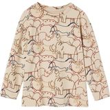T-shirt - Prehistorische Dierenprint - Ronde Hals - Lange Mouwen - 100% Katoen