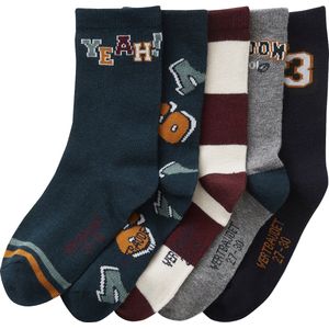 Set van 5 Paar Jongenssokken - Gebreid - Zacht en Stevig Tricot