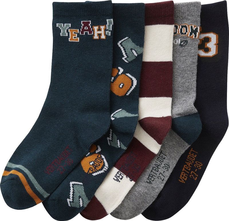 Set van 5 Paar Jongenssokken - Gebreid - Zacht en Stevig Tricot