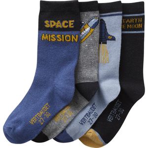 Vertbaudet Set van 4 Paar Jongenssokken - Ruimtethema - Katoenmix