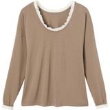 Vertbaudet - Omkeerbaar - Zwangerschapsshirt - Taupe - 63% Polyester, 33% Viscos