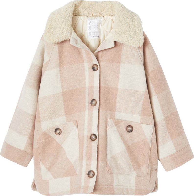 Geruite Overhemdjas - Meisjes - Zachtroze - Wolmix - Lange Mouwen