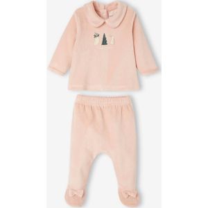 Weihnachtlicher Baby Samt-Schlafanzug Oeko-Tex pudrig