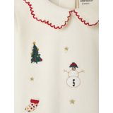 Geborduurde Kerstpyjama - Ecru - Fluwelen Pyjamapakje - Voor Baby's