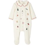 Geborduurde Kerstpyjama - Ecru - Fluwelen Pyjamapakje - Voor Baby's