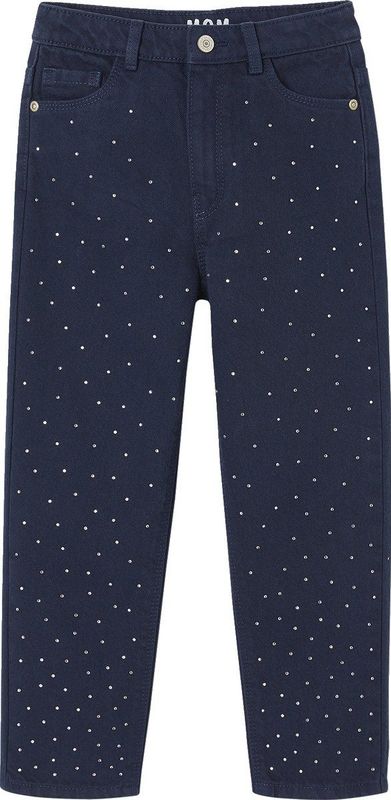 Vertbaudet - Mom-broek - Broek - 100% Katoen - Strass en Taps Toelopende Pijpen
