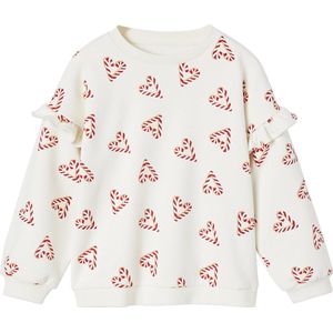 Vertbaudet - Kersttrui - Meisjes - Glitterhartjes - Lange Mouwen met Ruches