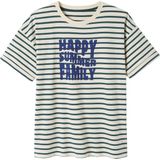 Vertbaudet - Marinière Familie - T-shirt - Groen - Katoen - Happy Summer Family Motief