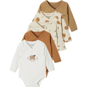 Vertbaudet - Set van 5 Rompertjes - Biokatoen - Voor Pasgeboren Baby's