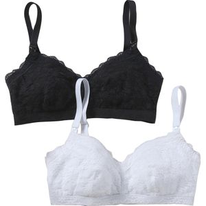 Set van 2 - Voedingsbeha's - Zwart - Microvezel en Kant