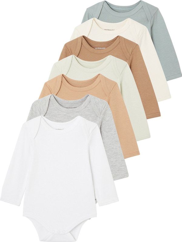 Set van 7 rompertjes met US-opening en lange mouwen voor baby BASICS meerkleurig