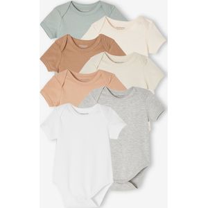 Set van 7 rompertjes met korte mouwen en Amerikaans armsgaten baby BASICS meerkleurig