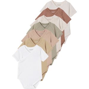 BASICS - Set van 7 Rompertjes - Meerkleurig - Korte Mouwen - Voor Pasgeborenen