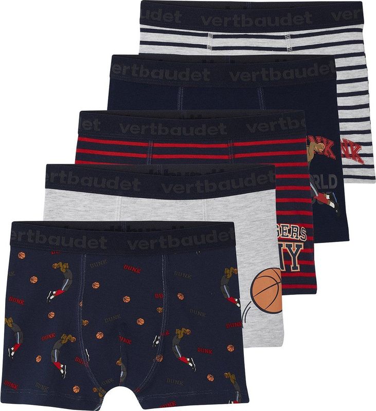 Vertbaudet - Set met 5 - Boxershorts - Multicolor - Gemaakt van Biokatoen