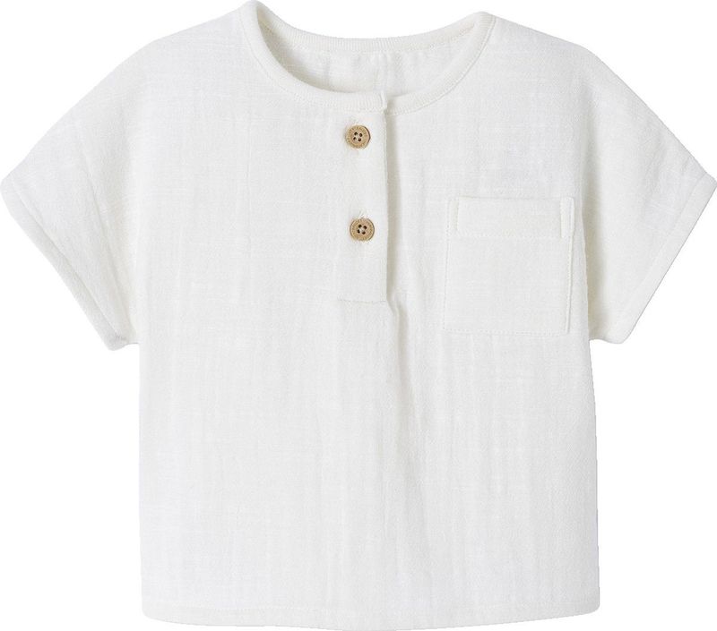 Vertbaudet Babyshirt met Tunesische hals van katoengaas aanpasbaar