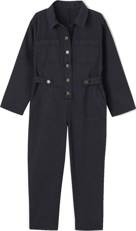 Jumpsuit - Meisjes - Worker-Stijl - Katoen - Zwart