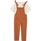 Vertbaudet Set T-shirt + salopette van molton meisjes