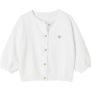 Basic gebreid babyvest met geborduurd hartje wit
