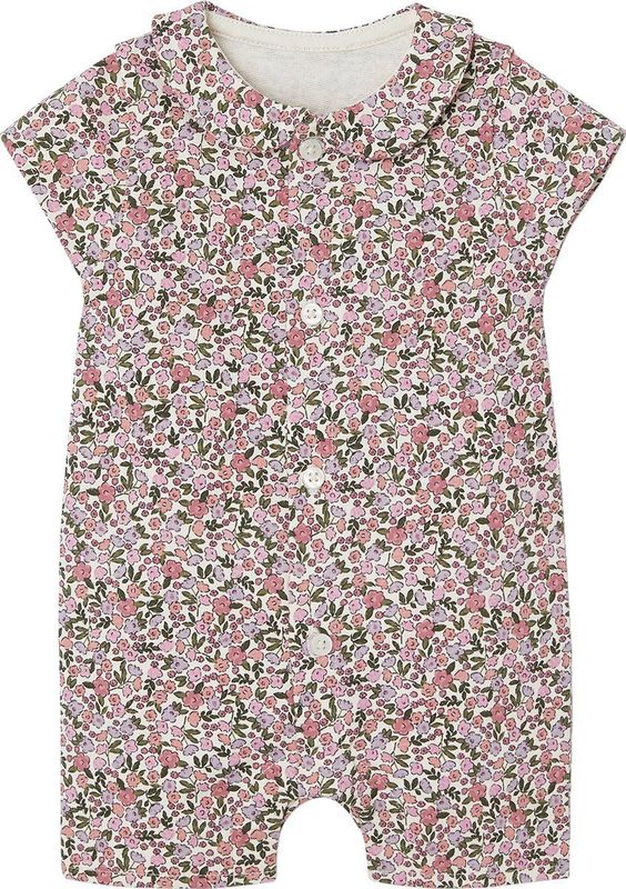 Boxpakje - Bloemenprint - Ecru - 100% Katoen - Korte Mouwen, Knoopsluiting