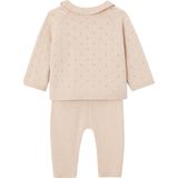 Set - Gebreide Babytrui met Kraagje en Broek - Nude - 70% Katoen, 30% Polyamide