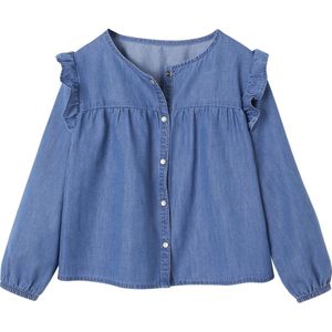 Denim Overhemd - Lichtgewicht - Ronde Hals - Lange Mouwen - 100% Katoen