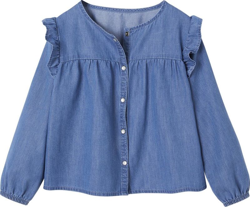 Denim Overhemd - Lichtgewicht - Ronde Hals - Lange Mouwen - 100% Katoen