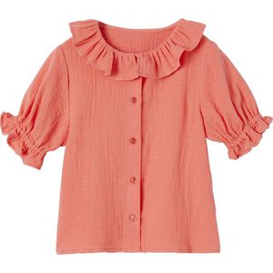 Blouse - Katoen - Effenvormig of Bedrukt - Fantasiekraagje - Knoopsluiting