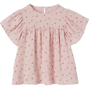 Meisjesblouse - Met Print - Biologisch Katoen - Rozen - Vlindermouwen