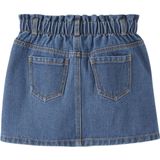 Vertbaudet - Jeansrok - Blauw - 100% Katoen - Paperbag Taille, Geborduurde Bloemen