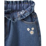 Vertbaudet - Jeansrok - Blauw - 100% Katoen - Paperbag Taille, Geborduurde Bloemen