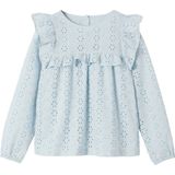 Engels - Blouse - Hemelsblauw - Borduurwerk - Ruches