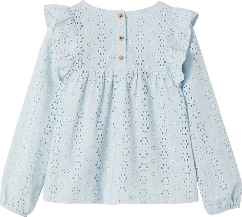 Engels - Blouse - Hemelsblauw - Borduurwerk - Ruches