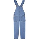 Denim - Meisjestuinbroek - Stone - 100% Katoen - Ruches op Bretels