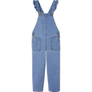 Denim - Meisjestuinbroek - Stone - 100% Katoen - Ruches op Bretels