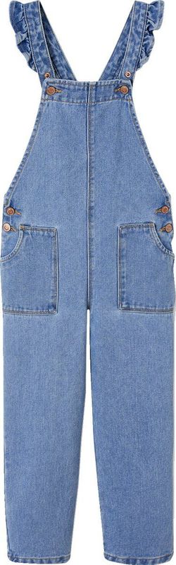 Denim - Meisjestuinbroek - Stone - 100% Katoen - Ruches op Bretels