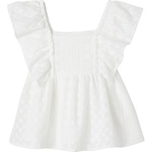 Blouse - Geborduurd - Wit - 100% Katoen