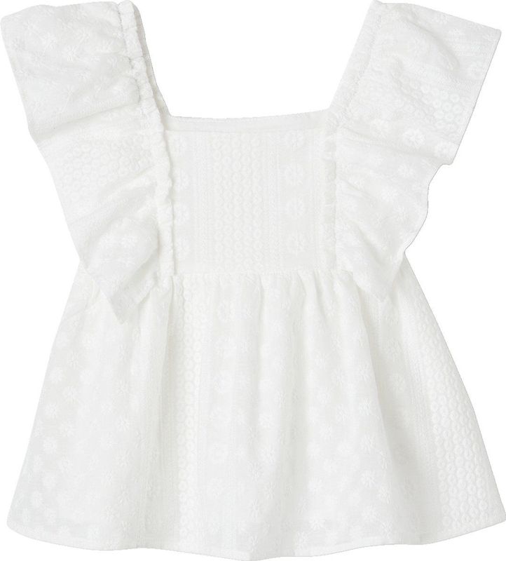 Blouse - Geborduurd - Wit - 100% Katoen