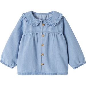 Vertbaudet - Babyblouse - Lichte Denim - Kraag met Ruches - Lange Mouwen