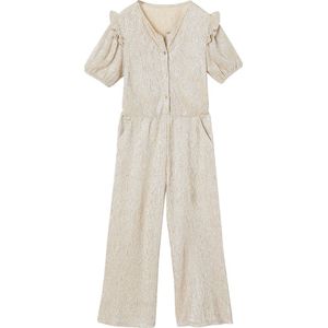 Feestelijke Jumpsuit - Goud - Polyester - Pofmouwen en Volants