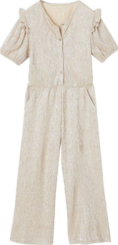Feestelijke Jumpsuit - Goud - Polyester - Pofmouwen en Volants