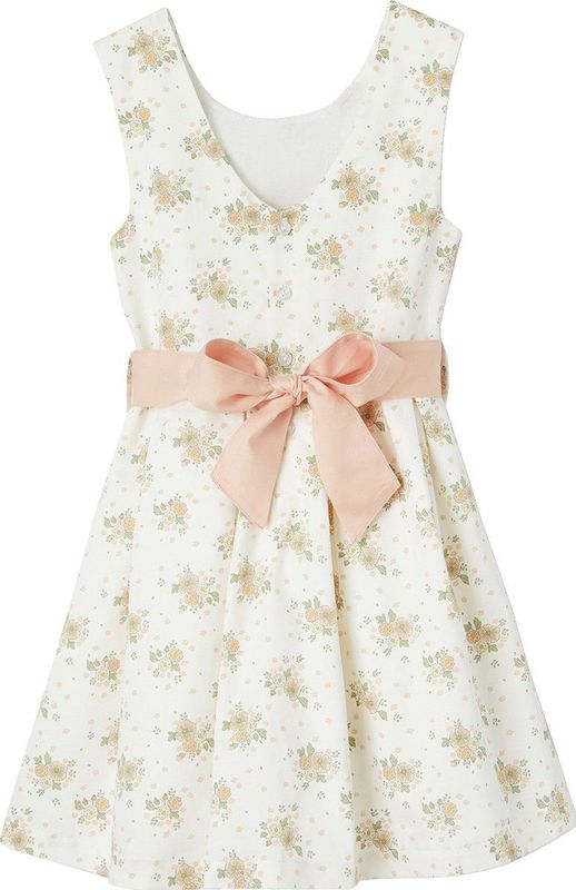 Jerseyjurken - Bloemenprint - Satijn Katoen - Mouwloos - Geschulpte Afwerking