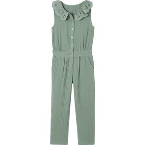 Vertbaudet - Lange Tuinbroek - Katoenen Gaas - Met Kraag van Engels Borduurwerk