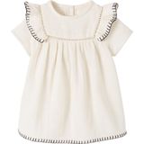 Babyjurk - Katoengaas - Rozen - Geborduurd - Korte Mouwen