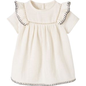 Babyjurk - Katoengaas - Rozen - Geborduurd - Korte Mouwen