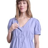 Vertbaudet - Korte Jurk - Gevlamd Katoen - Effen - Knoopsluiting voor Borstvoeding