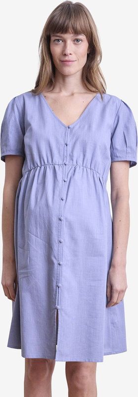 Vertbaudet - Korte Jurk - Gevlamd Katoen - Effen - Knoopsluiting voor Borstvoeding