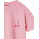 Effen Basics - Meisjesshirt - Marineblauw - Korte Mouwen - Glitterhart op de Borst