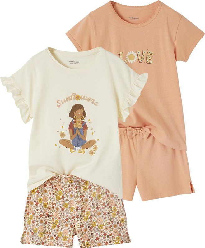 Set van 2 Pyjashorts - Ecru - Ribtricot - Voor Meisjes