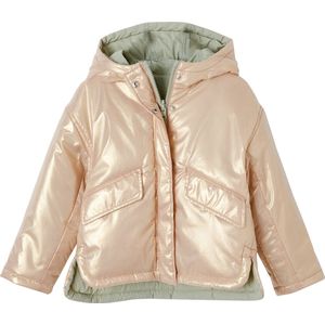 Omkeerbare Parka - Roze Metallic - Saliegroen - 100% Polyester