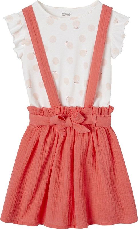 Set - Gestreept Meisjesshirt en Jurk - Marine - Katoen - Katoengaas